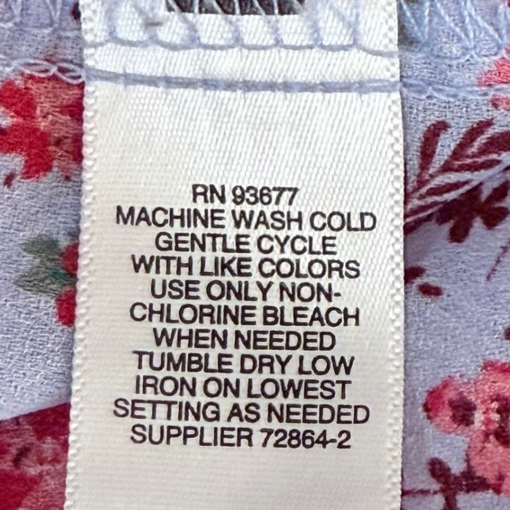 Liz Claiborne S Blouse Lavender Floral Womens Ruffle Sleeve Top Cottagecore EUC - Picture 6 of 7
